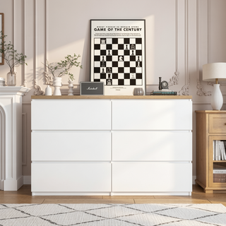 Sunvega 6 Drawer Storage Cabinet with Handless Design for Bedroom Hallway Living Room