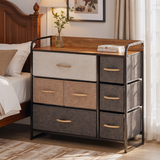Sunvega 7-Drawer Storage Organizer with Foldable Fabric Drawers and Steel Frame