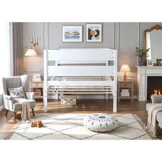 Sunvega Rubber Wood Twin Bed with Headboard and Footboard for Spacious Storage