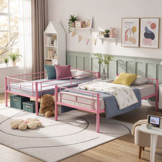 Sunvega Metal Bunk Bed with Trundle for Modern Space Saving Bedroom