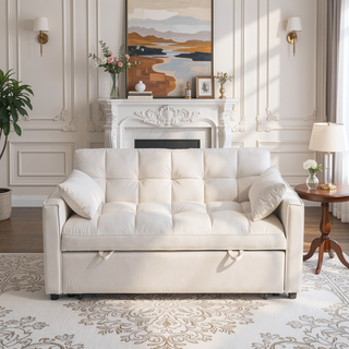 Sunvega Velvet 3-in-1 Sleeper Sofa Bed with Adjustable Backrest and Storage Pockets