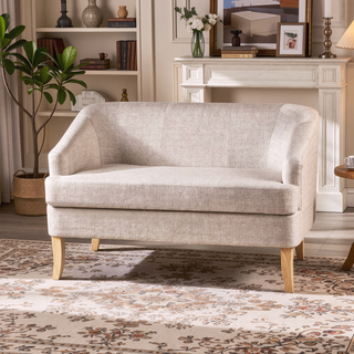 Sunvega Mid-Century Modern Loveseat with Flared Wood Legs and Polyester Fabric