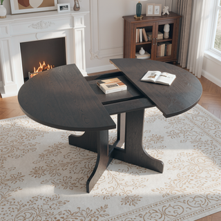 Sunvega Expandable Oval Dining Table with X-Shaped Base and Removable Leaf