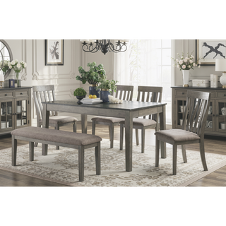 Sunvega Gray Fabric Upholstered 1pc Bench with Wood Frame for Dining Room