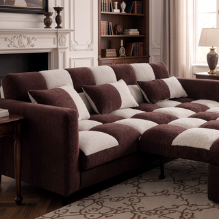 Sunvega Teddy Convertible Loveseat Sofa Bed with Adjustable Backrest and Pillows