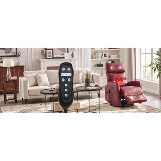 Sunvega Fabric Heat Massage Manual Recliner Chair with Rocker and Swivel for Living Room