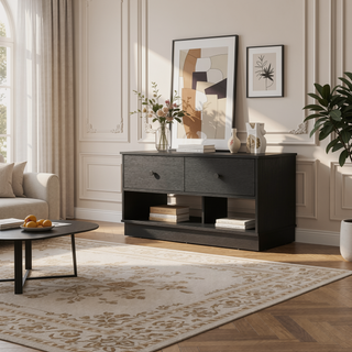 Sunvega Tulip Storage Bench with Two Drawers and Two Shelves