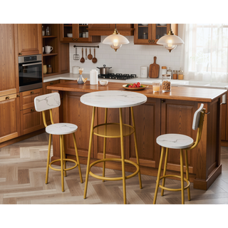 Sunvega Foldable Counter Height Bar Table Set with 2 Stools for Kitchen