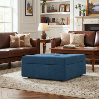 Sunvega Contemporary Tufted Waffle Stitch Storage Ottoman with Rolling Casters