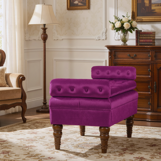 Sunvega Upholstered Tufted Velvet Bench with Wooden Legs for Bedroom or Living Room