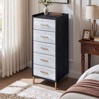 Sunvega Black and Silver 4-Drawer Jewelry Armoire with Lift Top and Mirror