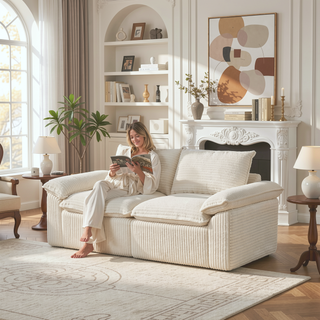Sunvega Modern Corduroy Cloud Sofa with Comfortable High-Density Sponge for Living Room