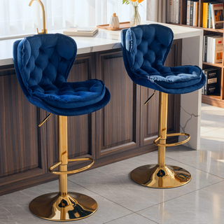 Sunvega Set of 2 Swivel Bar Stools with Chrome Footrest and Adjustable Height