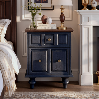 Sunvega Vintage Nightstand with Two Drawers and Roman Column Legs for Bedroom