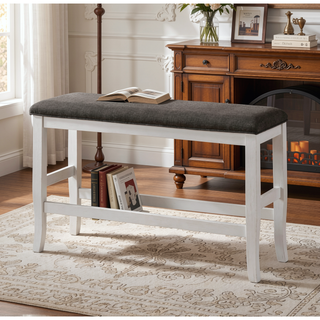 Sunvega Modern Transitional Style Padded Fabric Seat Bench with Wooden Base