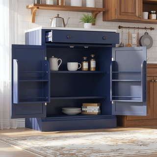 Sunvega Freestanding Kitchen Pantry Cabinet with Drawer and Adjustable Shelves