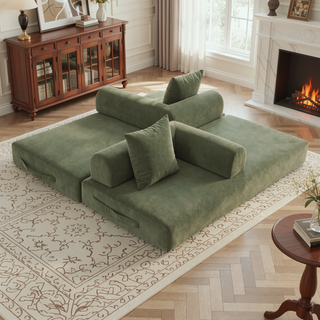Sunvega Foldable Compressible Sofa with Metal Frame and Cushions for Small Spaces