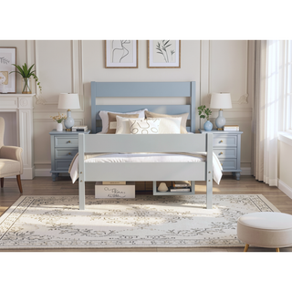 Sunvega Rubber Wood Twin Bed with Headboard and Footboard for Spacious Storage