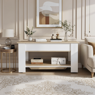 Sunvega Lift Top Storage Bench with Lower Shelf for Entryway and Closet