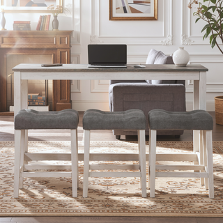 Sunvega 4 Piece Bar Table Set with USB Outlets and Padded Stools for Living Room