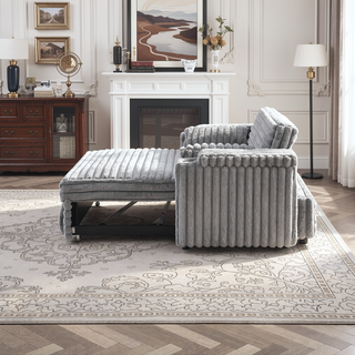 Sunvega Light Grey Corduroy Sofa Bed with Pull Out Bed and USB Charging