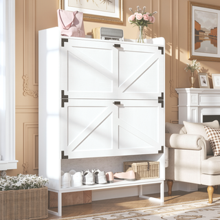 Sunvega 6-Tier Shoe Cabinet with Adjustable Shelves and Swinging Doors for Entryway