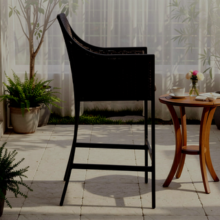 Sunvega Iron and Aluminum Frame Bar Stool with Cushion and PE Wicker