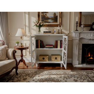 Sunvega Rattan Decorated Storage Buffet Cabinet with Bohemian Style for Living Room