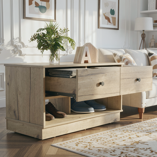 Sunvega Tulip Storage Bench with Two Drawers and Two Shelves