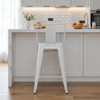Sunvega 24 Inch Metal Counter Height Stool Set of 2 with Curved Backs