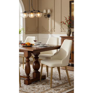 Sunvega PU Leather Dining Chairs with Metal Legs and Cloud Cushion Set of 2