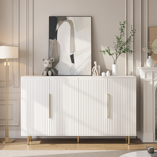 Sunvega Modern Fluted Sideboard with Adjustable Shelves for Living Room Storage