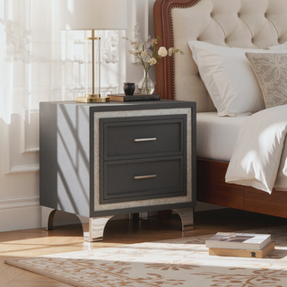 Sunvega Queen Size Upholstered Velvet Bed Frame with LED Lights and Tufted Headboard