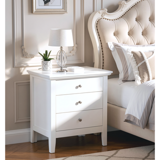 Sunvega Elegant White Minimalist Nightstand with Compact Durable Open Design