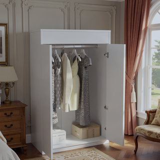 Sunvega Alabama Armoire with Large Cabinet and Two Bottom Drawers