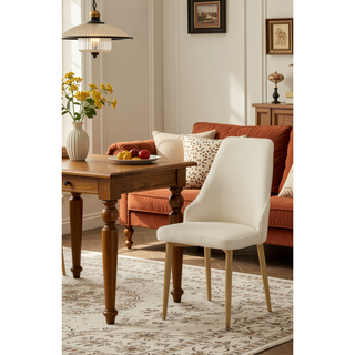Sunvega PU Leather Dining Chairs with Metal Legs and Cloud Cushion Set of 2