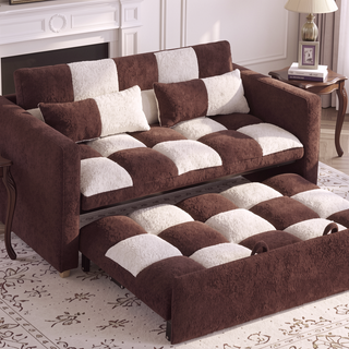Sunvega Teddy Convertible Loveseat Sofa Bed with Adjustable Backrest and Pillows