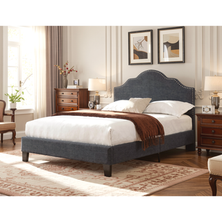 Sunvega Full Upholstered Bed in Charcoal Gray with Transitional Style for Bedroom