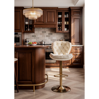 Sunvega Set of 2 Swivel Bar Stools with Chrome Footrest and Adjustable Height