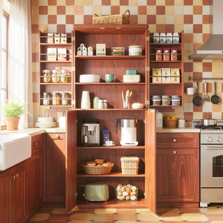 Sunvega 72 Inch Tall Kitchen Pantry Cabinet with Fluted Wood Doors and 6 Shelves