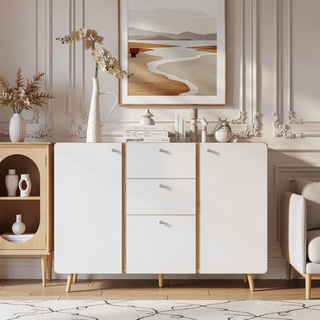 Sunvega Sideboard Buffet Cabinet with 3 Drawers and 2 Doors for Living Room