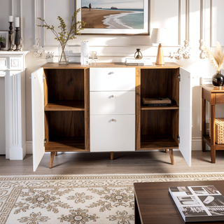 Sunvega Sideboard Buffet Cabinet with 3 Drawers and 2 Doors for Living Room