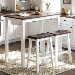 Sunvega Industrial Bar Table and Chairs Set with 2 Stools for Kitchen Dining Room