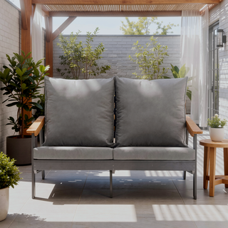 Sunvega Patio Loveseat Sofa 2-Seater with Olefin Cushions and Stainless Steel Hardware