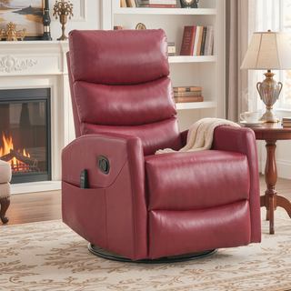 Sunvega Fabric Heat Massage Manual Recliner Chair with Rocker and Swivel for Living Room