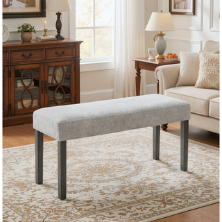Sunvega Light Gray Fabric Upholstered 40 Inch Bench with Dark Gray Wood Frame