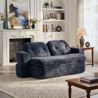 Sunvega Modern Corduroy Convertible Sofa Bed with Pillows and Quilt for Living Room