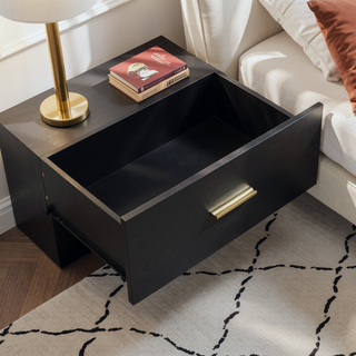 Sunvega Modern Black 9-Drawer Dresser with Golden Handles for Bedroom Storage