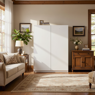 Sunvega Modern Kitchen Pantry Cabinet with Glass Doors and Adjustable Shelves for Living Room