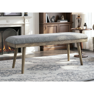 Sunvega Polyester Dining Bench with Solid Wood Legs and Stain-Resistant Fabric